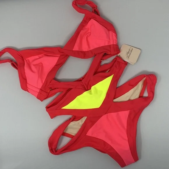 Agent Provocateur Pink and Red One Piece Mazzy Swimsuit - Picture 1 of 8